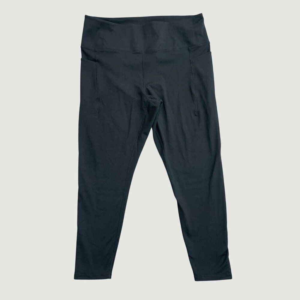 Danskin Womens High-Waisted Black Leggings XL Side Pocket M0219